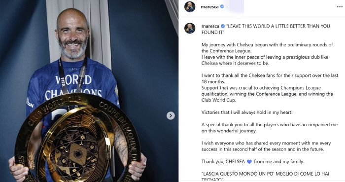 출처=엔조 마레스카 감독 SNS