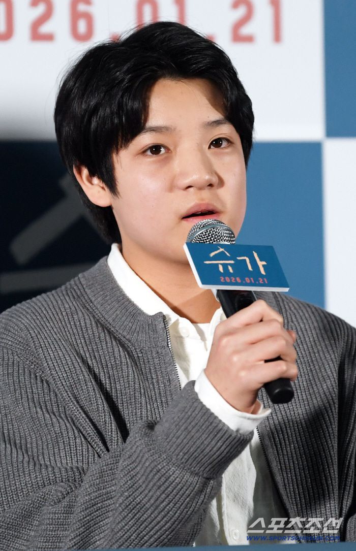 영화 '슈가' 언론배급시사회가 15일 서울 광진구 자양동 롯데시네마 건대입구에서 열렸다. 고동하가 인터뷰를 하고 있다. 자양동=박재만 기자 pjm@sportschosun.com/2026.01.15/