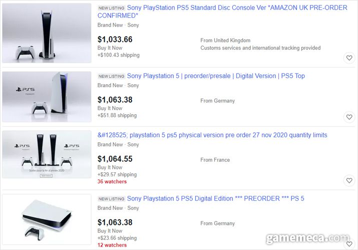 ▲ PS5 중고거래 현황 (사진출처: 이베이 공식 홈페이지)