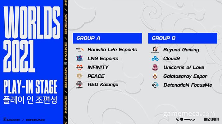 ▲ 플레이인 스테이지 조 편성 결과 (사진제공: 라이엇게임즈)