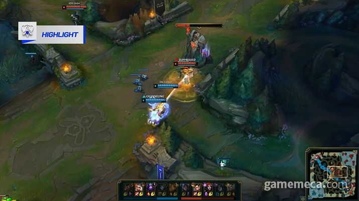 ▲ 말자하가 첫 궁으로 적 르블랑을 잘라내는 장면 (사진출처: 롤드컵 생중계 갈무리)