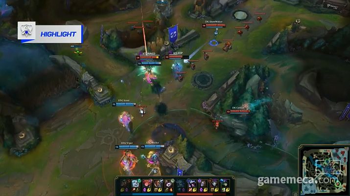 ▲ 마지막 한타에서 대승을 거두는 EDG (사진출처: 롤드컵 생중계 갈무리)