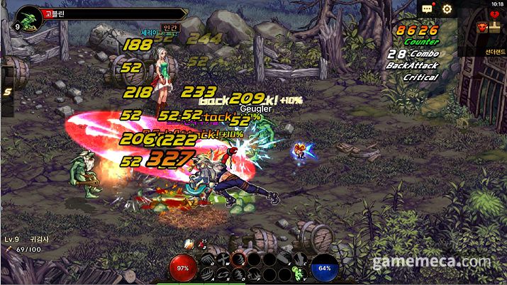 ▲ 던파 모바일 PC 버전 던전 전투 화면 (사진: 게임메카 촬영)