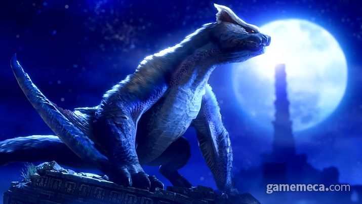 ▲ 하얀 털과 붉은 안광이 특징인 나르가쿠르가 희소종 (사진출처: 캡콤아시아 공식 유튜브 영상 갈무리)