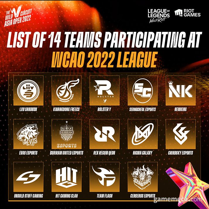 ▲ 와일드 서킷 출전 팀 명단 (사진제공: 라이엇게임즈)