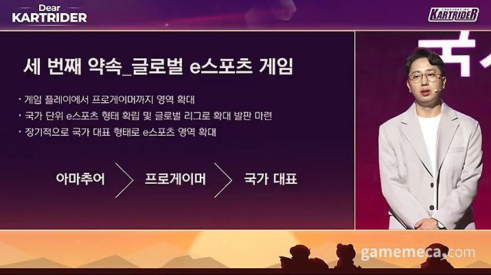 ▲ 카트라이더 드리프트는 글로벌 e스포츠 종목으로 자리매김하는 것을 목표로 한다 (사진출처: 카트라이더 온라인 방송 갈무리)