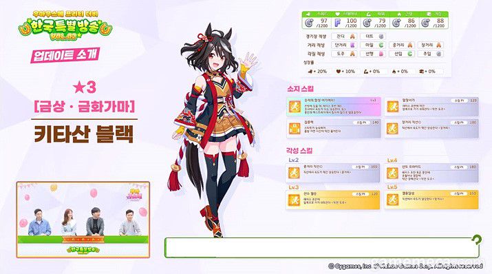 ▲ 신규 육성마 키타산 블랙과 마치카네 탄호이저 (사진출처: 우마무스메 프리티 더비 공식 유튜브)