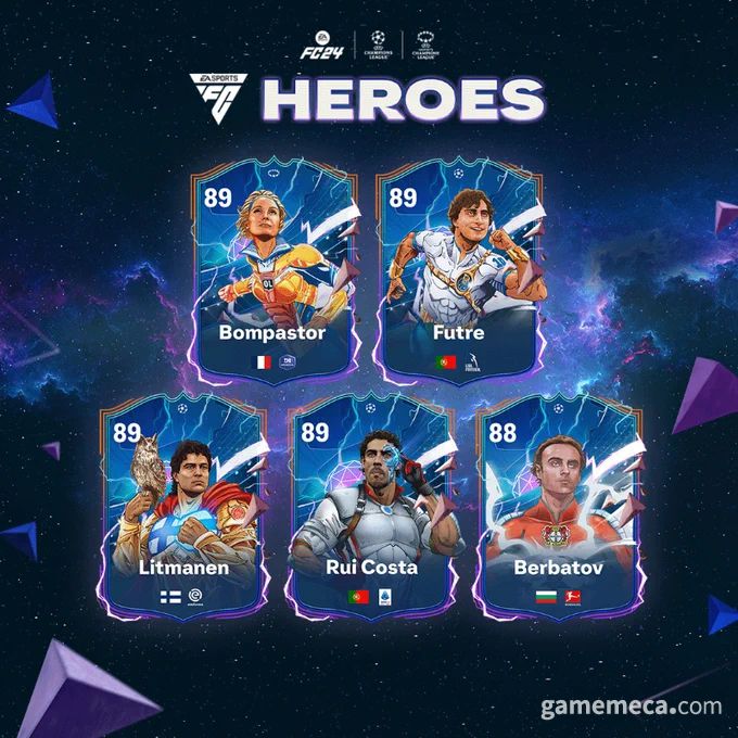 ▲;EA 스포츠 FC 24 얼티밋 팀 히어로 카드 3일차 공개 명단 (사진출처: 게임 공식 트위터)