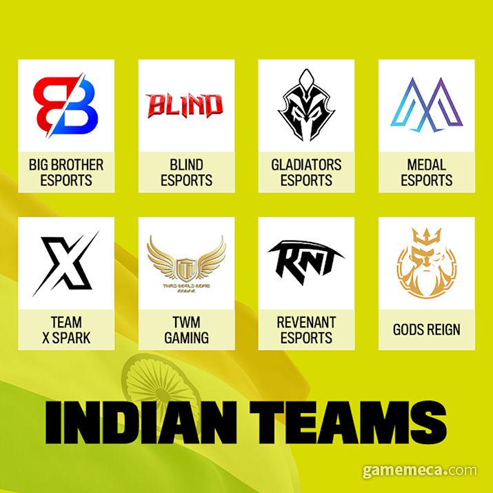 ▲ 출전팀 목록 (사진출처: 크래프톤 인도 e스포츠 공식 유튜브 채널)