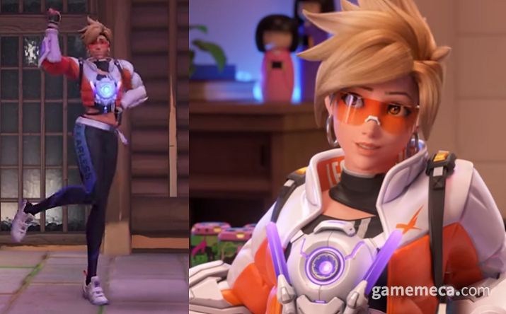 ▲ 28일 틱톡 영상을 통해 공개된 게임 내 모습(좌)와 27일 뮤직비디오를 통해 공개된 스킨 모습 (우) (사진출처: 오버워치 틱톡/하이브 레벨 유튜브 채널 뮤직비디오 갈무리)