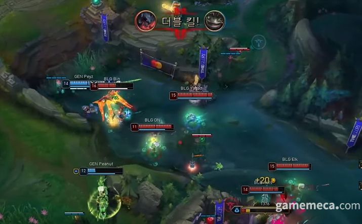 ▲ 1경기 한타를 승리하는 BLG (사진 출처: 리그 오브 레전드 공식 유튜브 채널 갈무리)