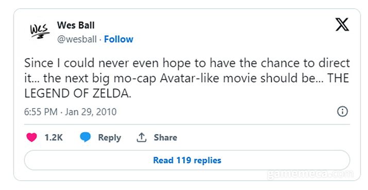 ▲ 2010년 작성된 웨스 볼 감독의 트위터 (자료 출처: 트위터)