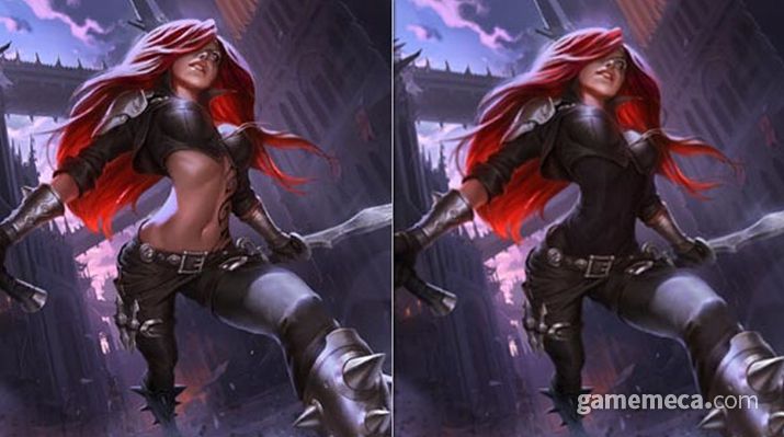 ▲ 원본(좌)의 복부 노출 부위가 중국 버전(우)에서는 옷으로 가려졌다 (사진출처: 라이엇게임즈 공식 홈페이지)