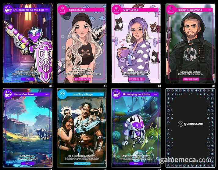 ▲ 퀘스트에 성공하면 위와 같이 행사 게임 관련 카드 컬렉션이나 다양한 꾸미기 아이템을 받게 된다 (사진: 게임메카 촬영)