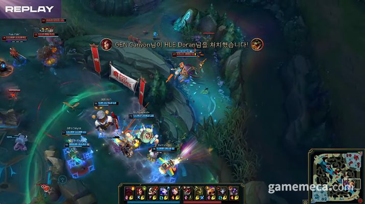 ▲ '리헨즈' 손시우 선수의 날카로운 그랩이 돋보였다 (사진출처: LCK 공식 유튜브 채널 갈무리)