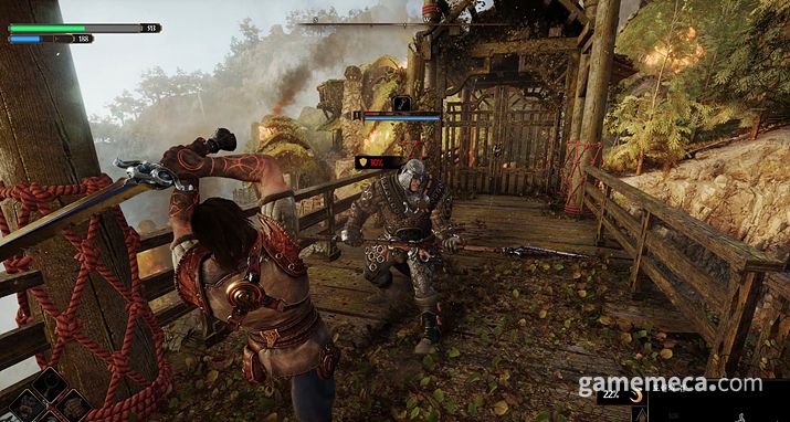 ▲ 부적절한 공격을 하면 무기가 튕겨 나간다 (사진: 게임메카 촬영)