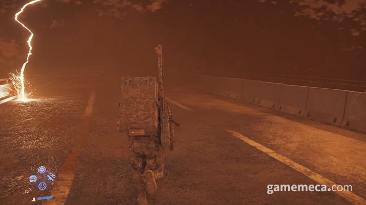 ▲ 모래 폭풍, 번개가 떨어진다 (사진: 게임메카 촬영)