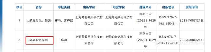 ▲ NPPA가 발표한 2025년 8월 온라인 게임 수입 승인 정보 (사진제공: 에피드게임즈)