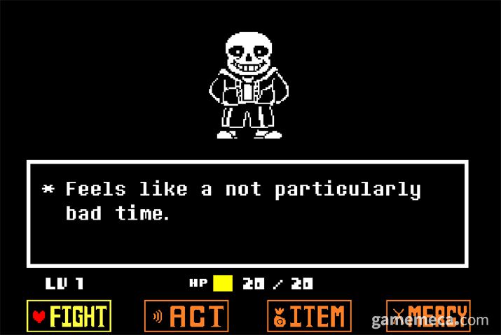 ▲ '불살 루트'에서의 샌즈 상대 (사진출처: 언더테일 10주년 기념 특별 페이지)