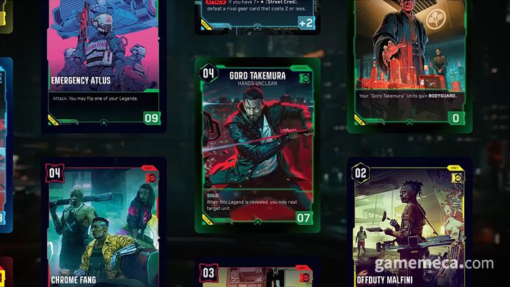 ▲ 사이버펑크 TCG 등장 카드 (사진출처: 사이버펑크 TCG 공식 트레일러 갈무리)