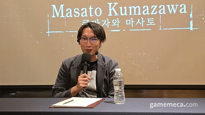 ▲ 질문에 답변 중인 쿠마자와 마사토 프로듀서 (사진: 게임메카 촬영)