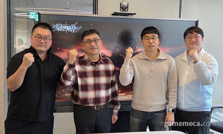 ▲ 좌측부터 김원철 디렉터, 최연규 디렉터, 남기룡 대표, 이권열 디렉터 (사진: 게임메카 촬영)