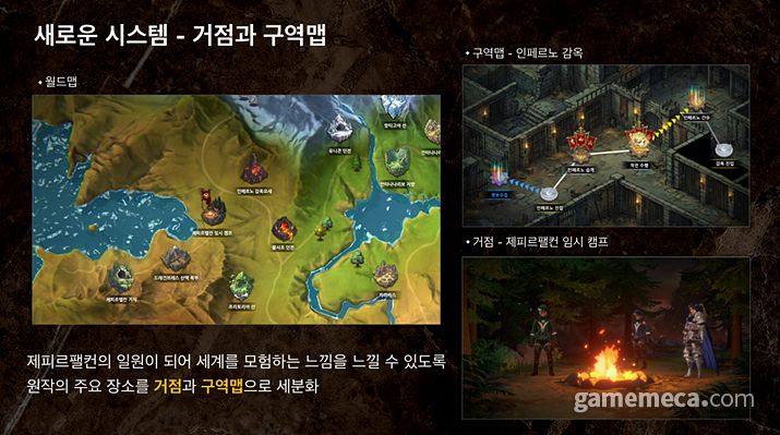 ▲ 스테이지 방식의 기존 맵이 '거점'과 '구역 맵'으로 나뉜다 (사진제공: 라인게임즈)