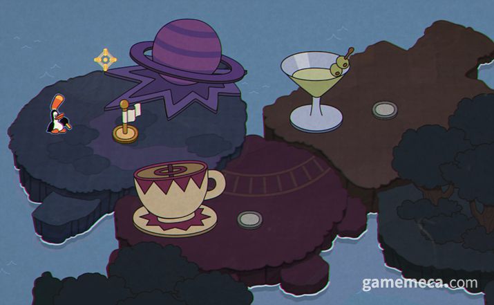 ▲ '우주' 배경에 구현된 1스테이지, 향후에는 '바', '놀이공원' 등도 계획됐다 (사진: 게임메카 촬영)