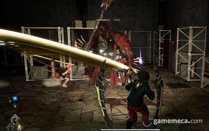 ▲ 레이저포 발사, 맞으면 빈사가 될 정도의 대미지;(사진: 게임메카 촬영)