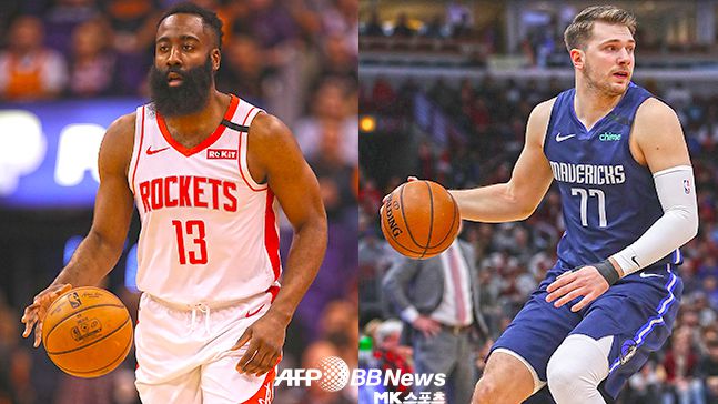 제임스 하든(왼쪽), 루카 돈치치. 사진=AFPBBNews=News1