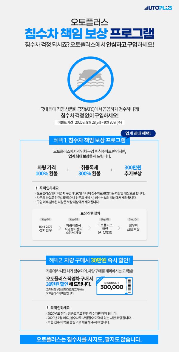 오토플러스 침수차 책임 보상 프로그램 [사진제공=오토플러스]
