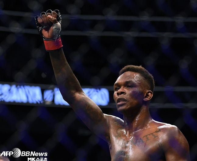 이스라엘 아데산야가 UFC 미들급 챔피언 타이틀 방어에 성공했다. 사진=AFPBBNews=News1