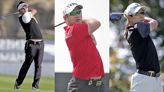 박상현 강경남 김경태(왼쪽부터)가 2020 KPGA 코리안투어 비즈플레이 전자신문 오픈 with 타미우스CC에서 명예회복을 노린다. 사진=한국프로골프협회 제공