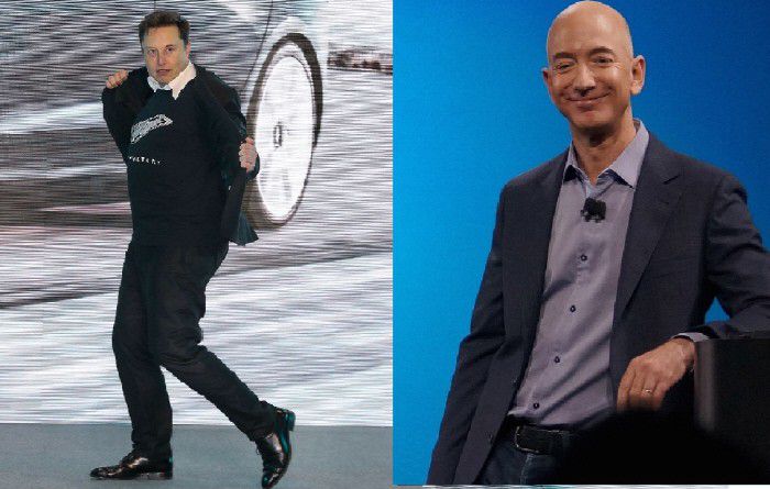 테슬라의 일론 머스크 CEO 겸 공동창업자(왼쪽)와 제프 베이조스 아마존 CEO 겸 창업자./출처=테슬라·아마존