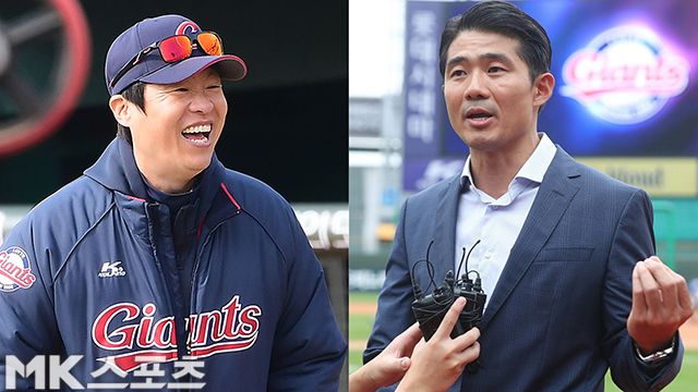 허문회(왼쪽) 감독이 경질됐다. 오른쪽은 성민규 단장. 사진=MK스포츠DB/롯데자이언츠 제공