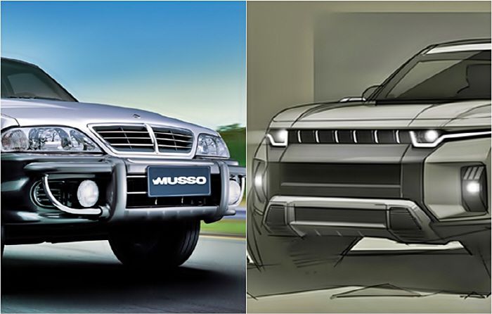 무쏘(왼쪽)와 J100 [사진 출처=쌍용]