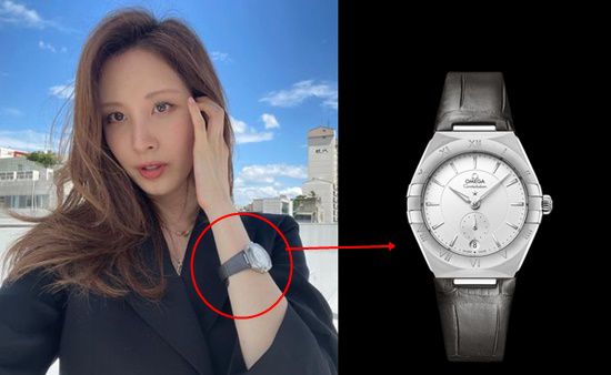 오메가 컨스텔레이션 코-액시얼 크로노미터 스몰 세컨즈 모델을 착용한 소녀시대 서현. 사진|서현SNS, 오메가