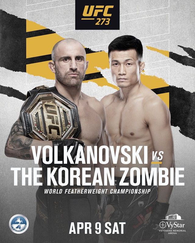 볼카노프스키, UFC 페더급 4위 정찬성(오른쪽) © City of Jacksonville