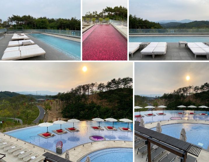 설해원 노천 스파와 온천수영장 풍경.