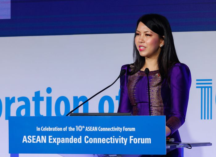 찌릉 보톰랑세이 주한캄보디아 대사 겸 주한아세안의장이 8일 서울 웨스틴조선호텔에서 열린 제10차 아세안연계성포럼에서 축사하고 있다.<사진제공=한-아세안센터>