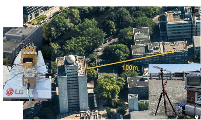 6G 기술을 활용해 실외에서 통신 신호를 직선거리 100m 이상 전송하는 데 성공한 LG전자 [사진출처 = LG전자]