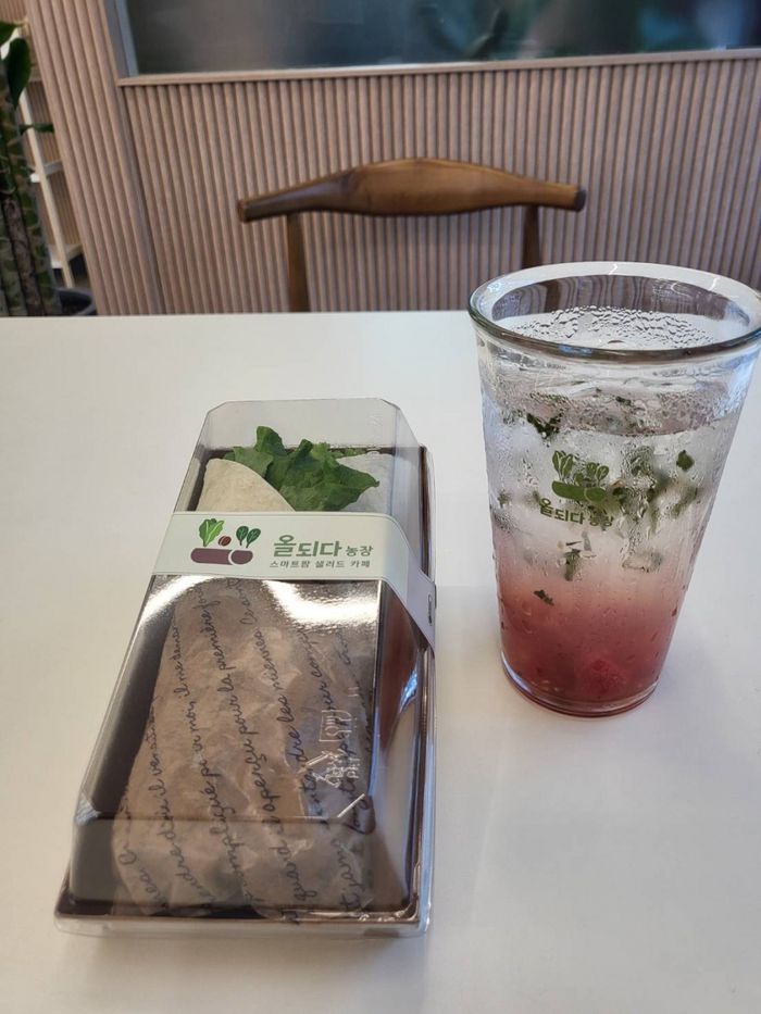 랩 샌드위치와 토마토바질 에이드/사진=강찬미 여행+기자