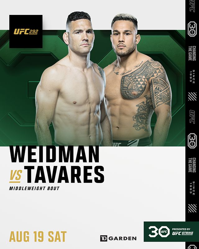 전 미들급 챔피언 크리스 와이드먼, 한국계 파이터 브래드 터배리스(오른쪽). 사진=UFC292 홍보 이미지