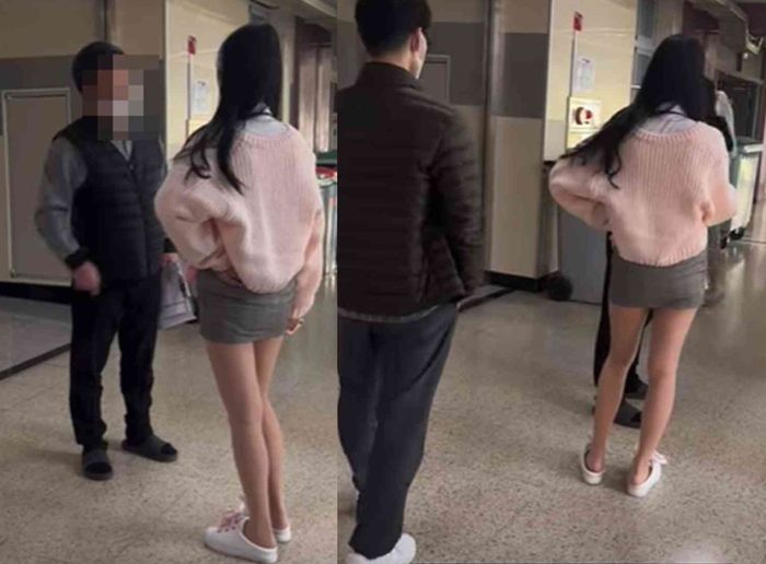 한 여학생이 남자 교사와 다투는 영상이 공개돼 논란이 일고 있다. [사진출처 = 온라인커뮤니티]