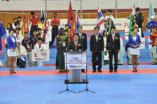 2012년 5월 열린 제12회 국제대학스포츠연맹 세계대학태권도선수권대회 개막식. 사진=경기도 포천시청 제공