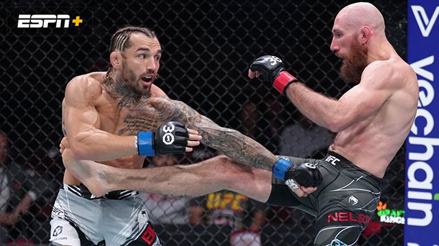 블레이크 빌더(왼쪽)와 카일 넬슨이 UFC289에서 겨루고 있다. 사진=ESPN+ 영상 섬네일