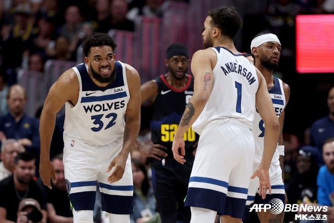 칼 앤서니 타운스의 분전에도 미네소타는 웃을 수 없었다. 사진(덴버 미국)=AFPBBNews=News1