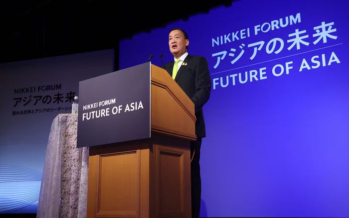 24일 ‘제29회 아시아의 미래’ 포럼에서 연설하는 세타 타위신 태국 총리 [닛케이]