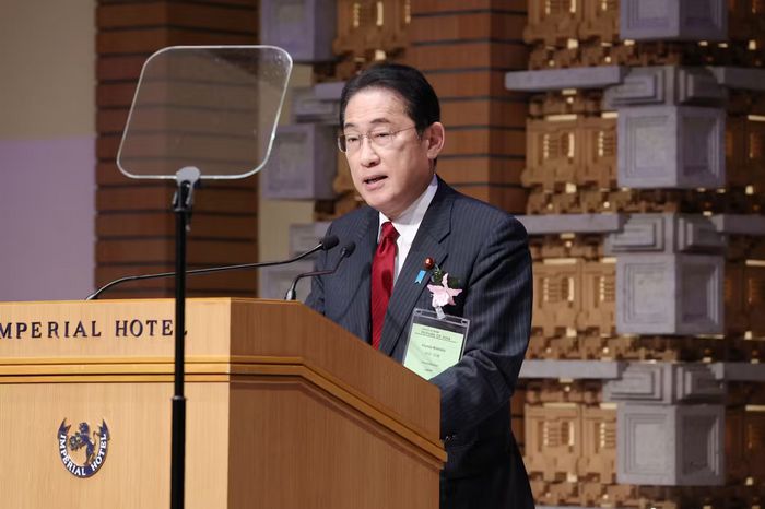 ‘아시아의 미래’ 포럼 만찬 행사에서 연설하는 기시다 후미오 일본 총리 [닛케이]