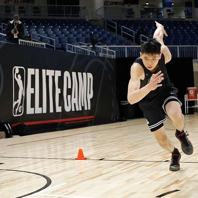 추이융시가 2024 NBA G리그 엘리트 캠프에 참가하고 있다. 사진=중국공산당 중앙선전부 방송 ‘중궈궈지뎬스타이’ 영상 화면